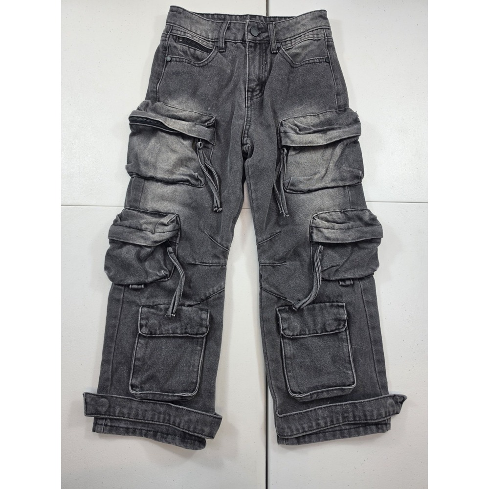 Rockstar Original Boys Lenz Black Wash Parachute Cargo Jean Size 10